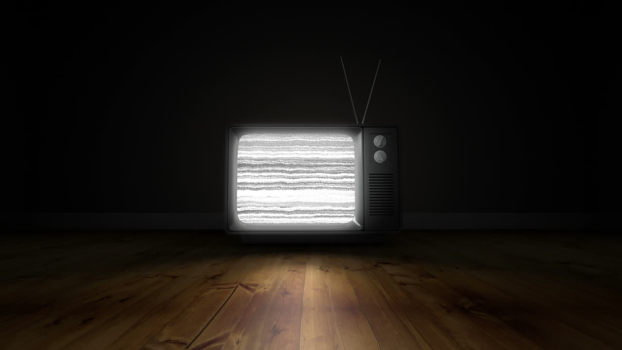 녹색 스크린 을 가진 구식 tv