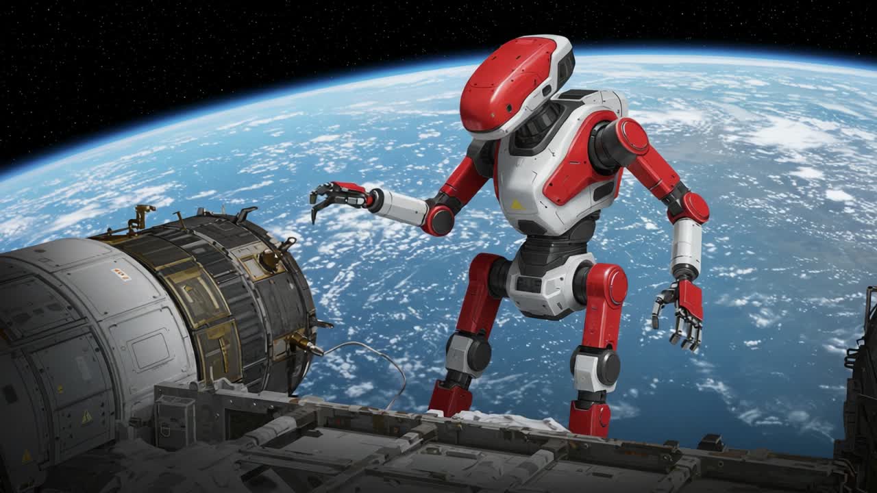 A Futuristic Robot in Space: Exploring the Cosmos and Enhancing Space Operations through Advanced Robotics Technology on a Spacecraft Near Earth Orbit
