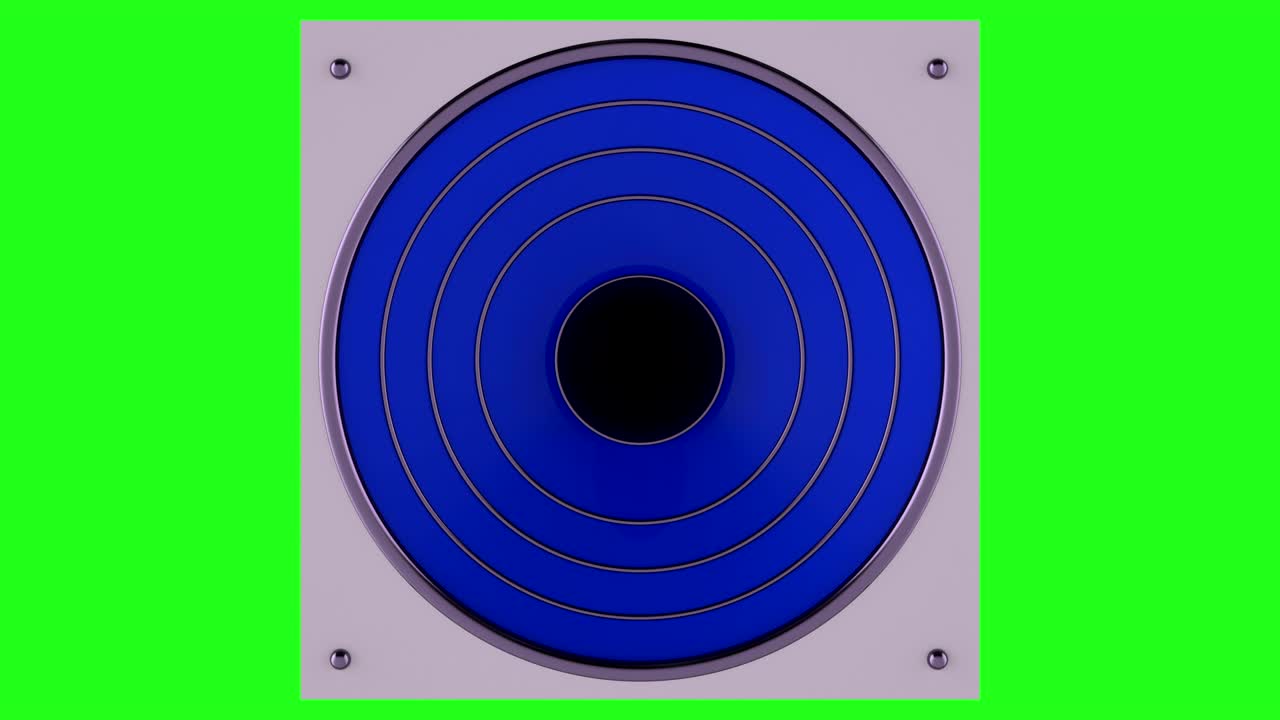 3d animation of a loudspeaker on a green screen. Looped.