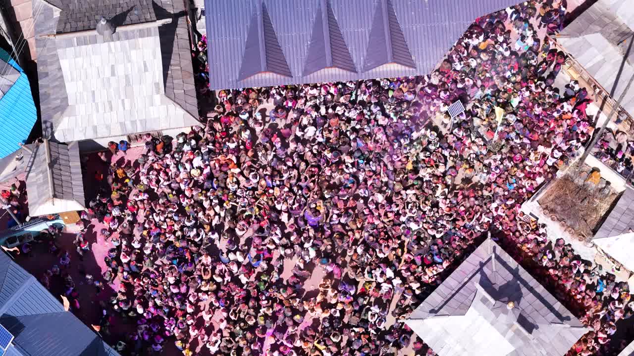 Holi Celebration Aerial View