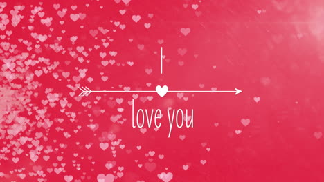 백색 문자로 "i love you"의 애니메이션 백색 분홍색 심장이 배경입니다.