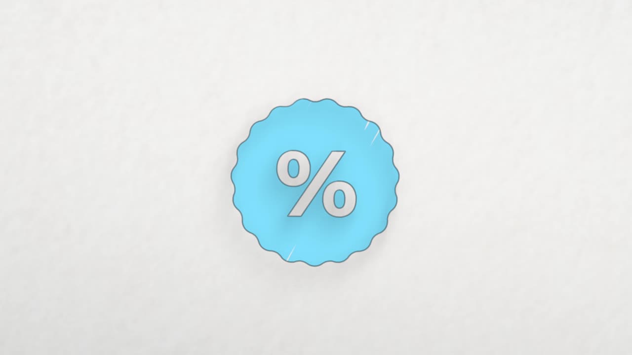 icono de porcentaje de marco redondo con efecto de dibujo de color. animación de dibujos dibujados. 4k