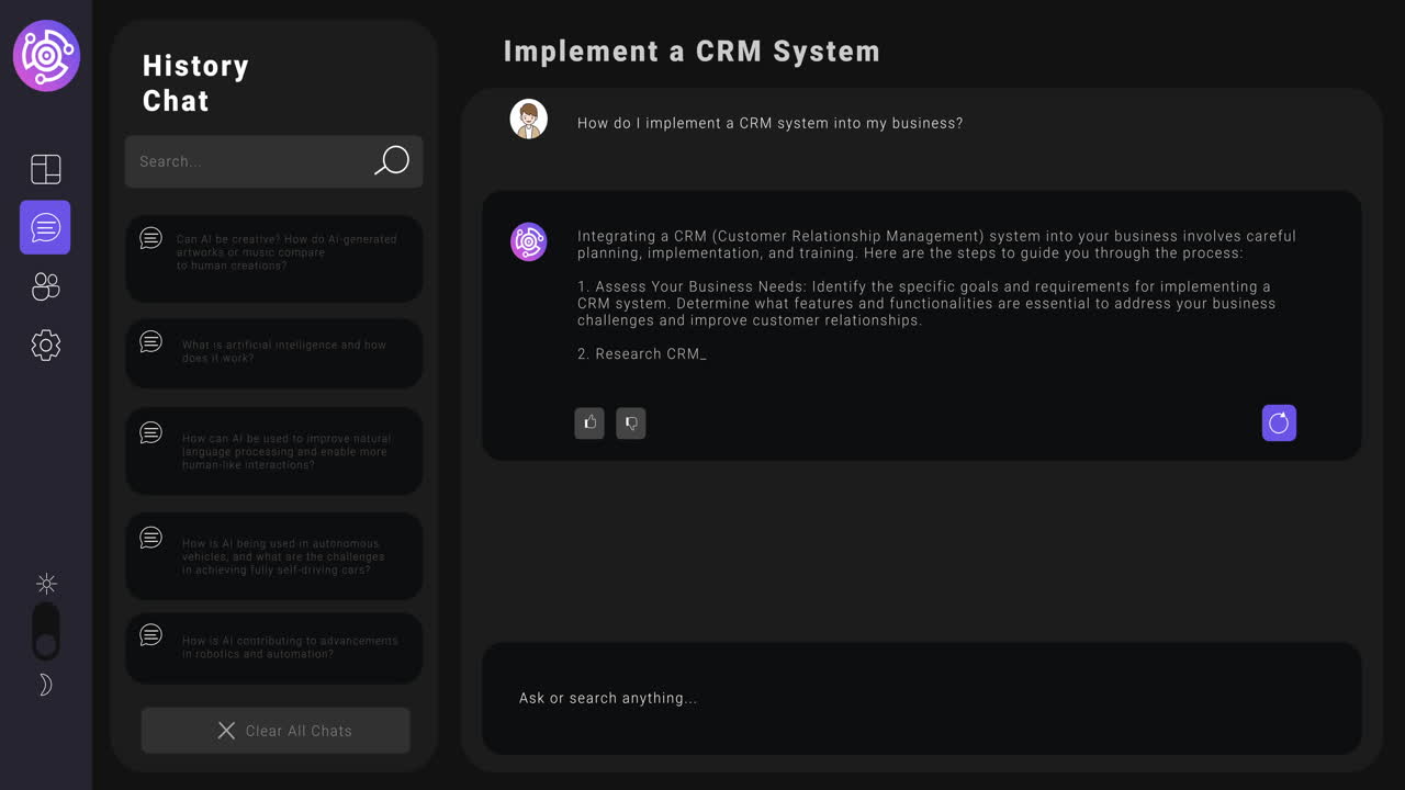 화면 위에서 채팅 데이터 처리의 애니메이션