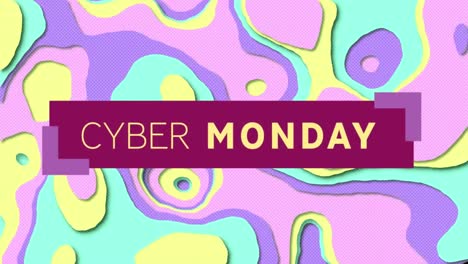 Animation-Des-Cyber-Monday-Textbanners-Vor-Abstrakten-Farbverlaufsmustern-In-Nahtlosem-Muster