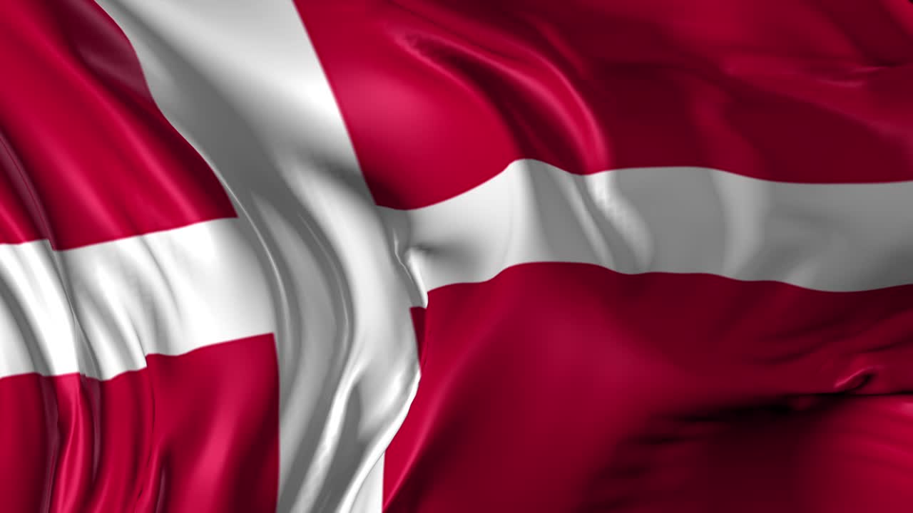Smuk 3D-animation af Danmarks flag i loop-tilstand