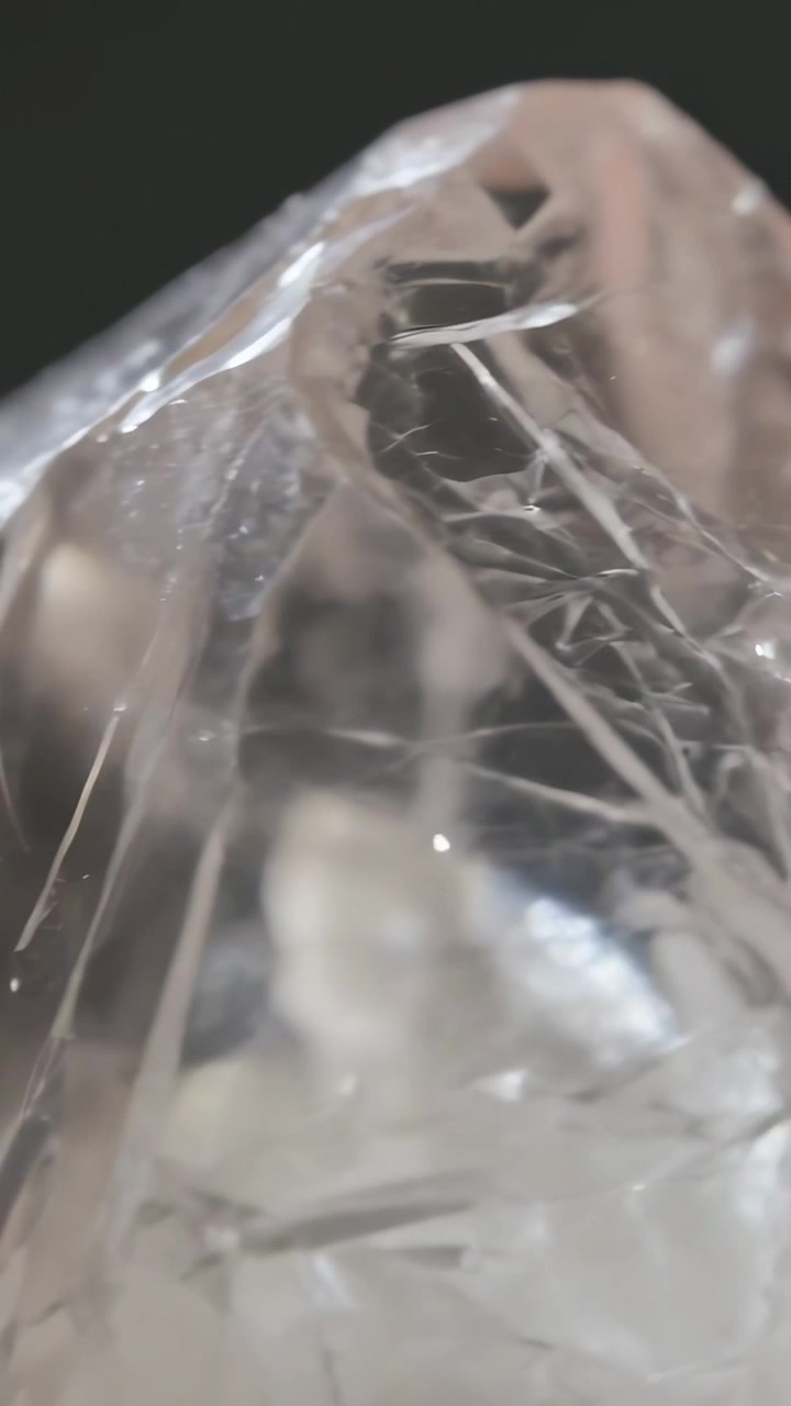 Video verticale: Telecamera che si sposta rivelando quarzo tagliato in macro in studio mostrando aghi da studiare