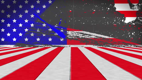 Animation-of-interference-over-flag-of-usa-on-black-background