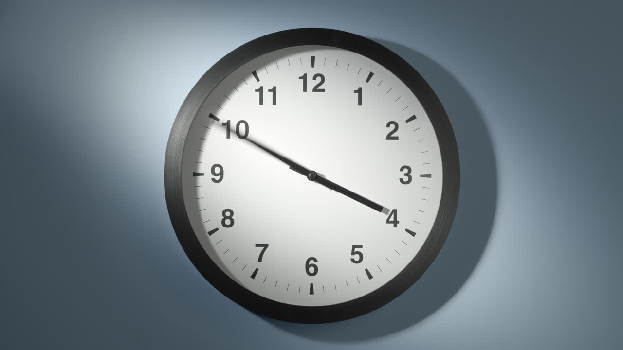Clock Face on Light Blue Wall in Time Lapse