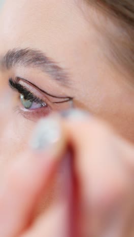 close-up of artistic eyeliner application