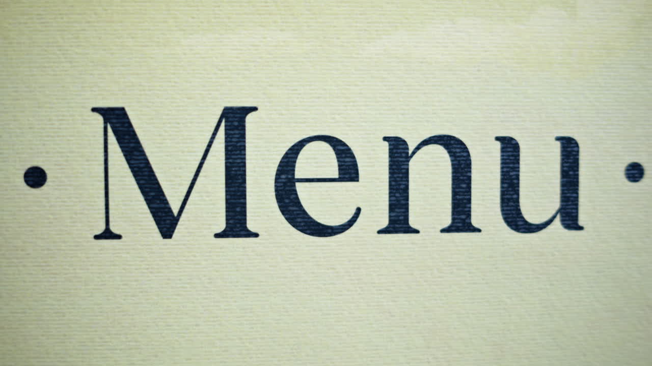 Menu headline writing on a page