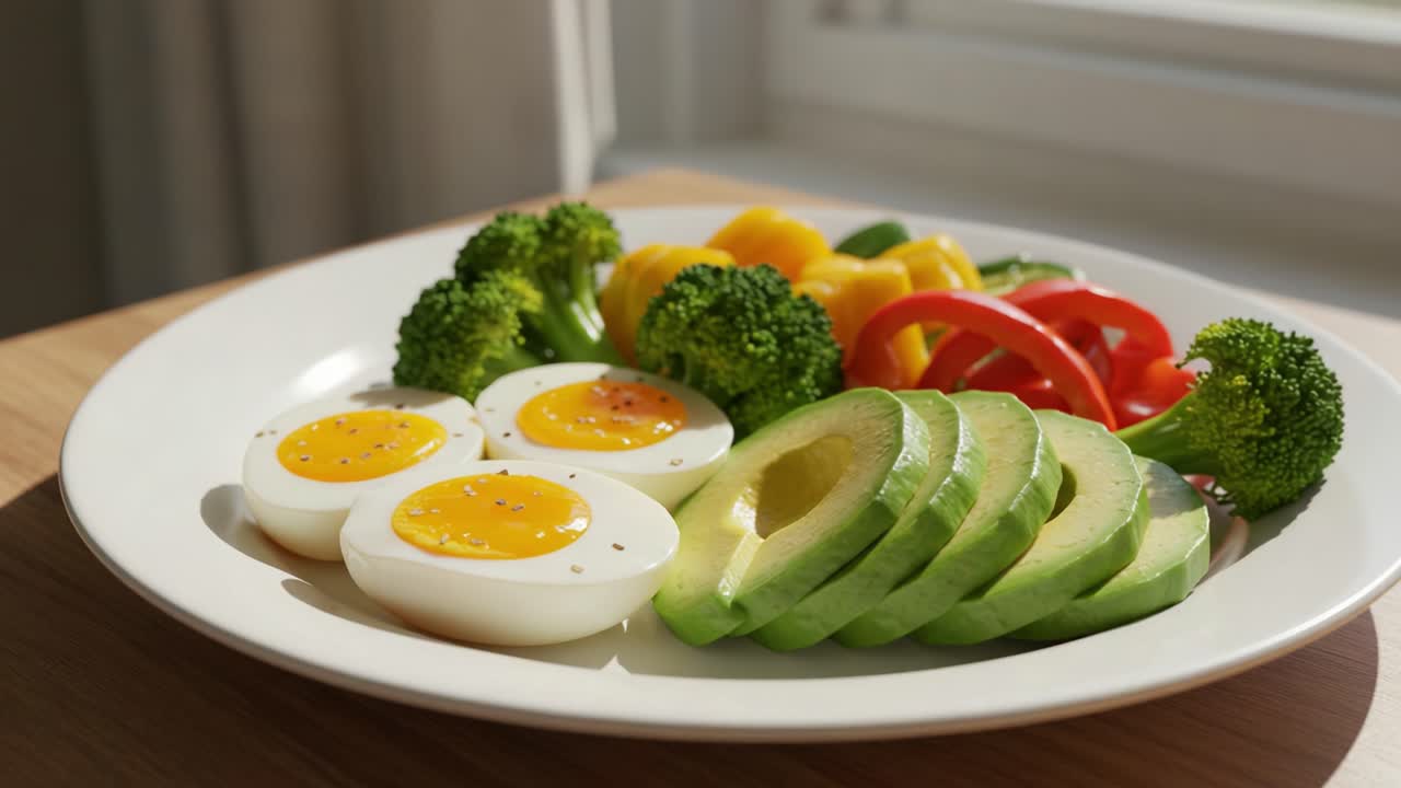 A Colorful and Nutritious Plate of Healthy Vegetables and Eggs Showcasing Fresh Ingredients Perfect for a Balanced Diet and Wholesome Living