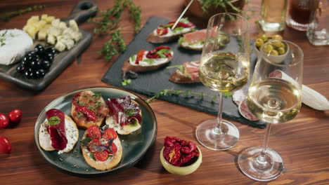 delicious bruschetta with wine