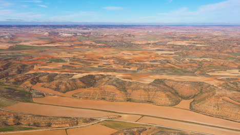 Canyon-Spain-aerial-desert-rural-landscape-red-soil-summer-sunny-day