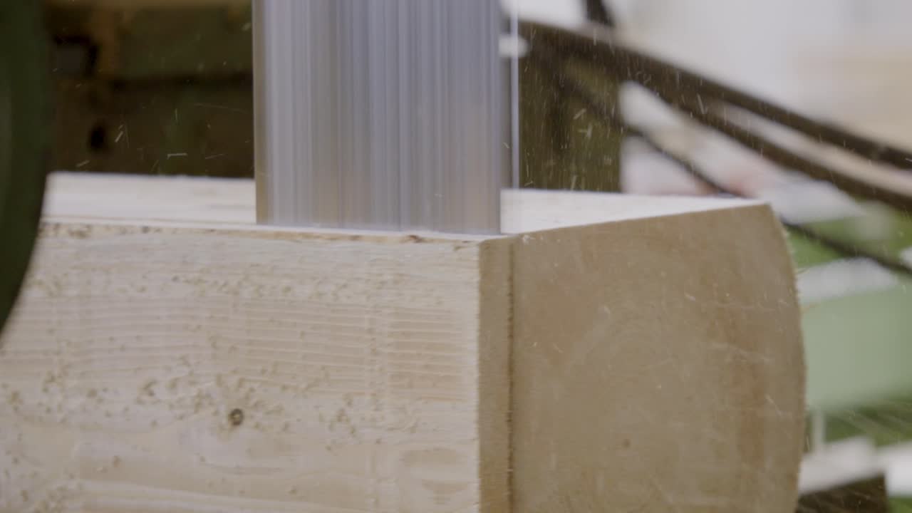 자동 절단 기계에서 움직이는 목재 보드