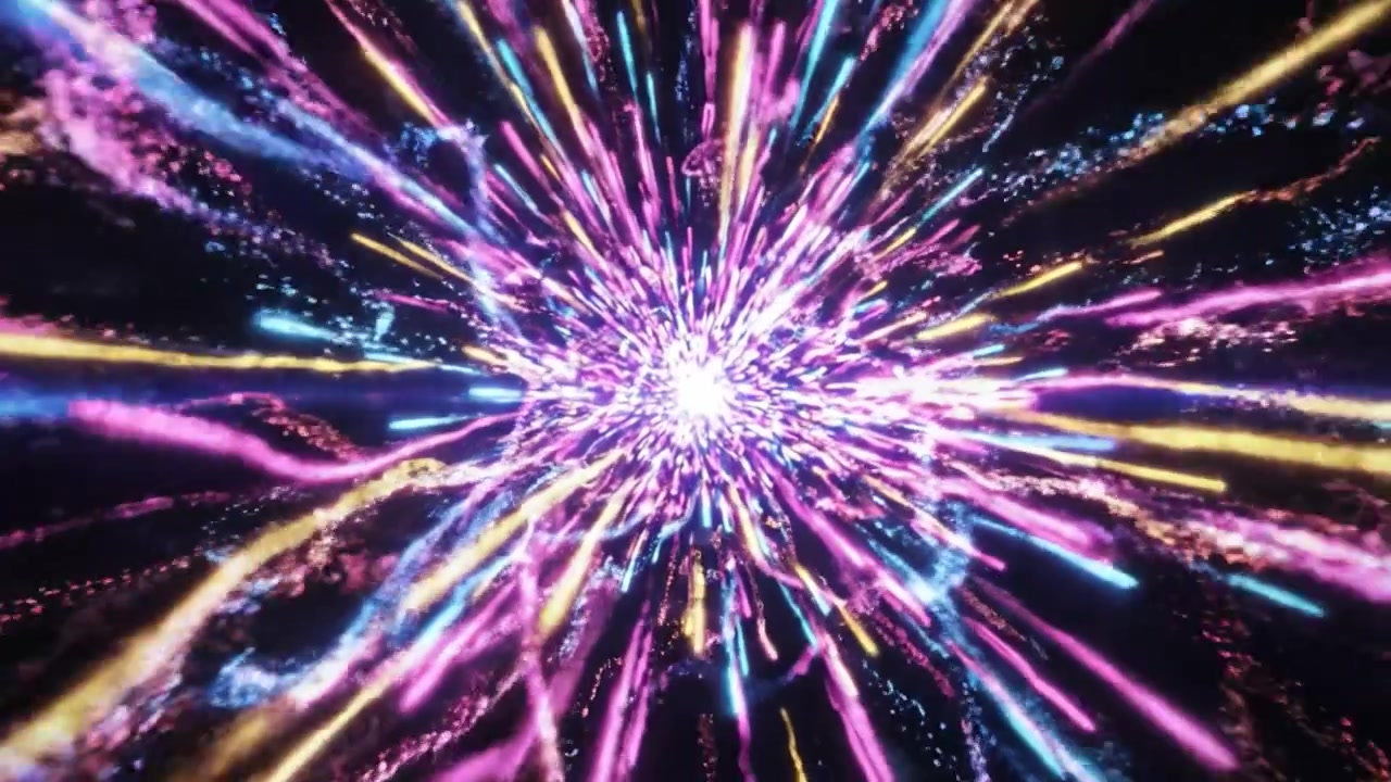 Un'esplosione vibrante di colori e luce catturata in movimento: Un viaggio astratto attraverso una mostra cosmica multicolore.