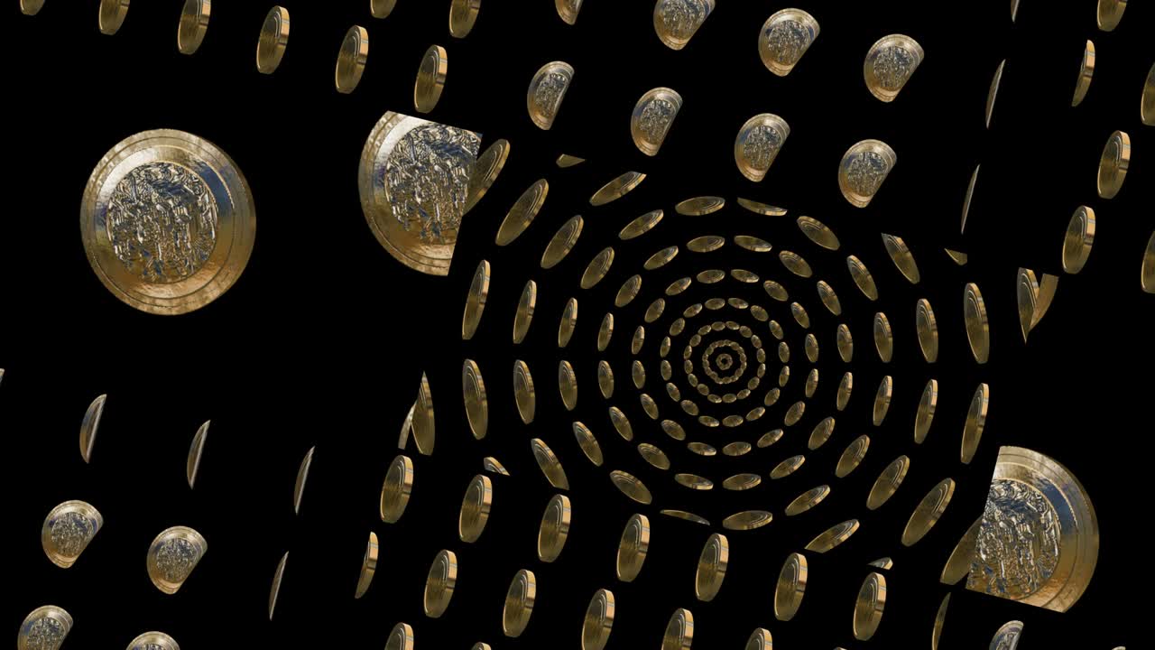 금 동전은 예술의 3d 배경에 어져 있습니다.