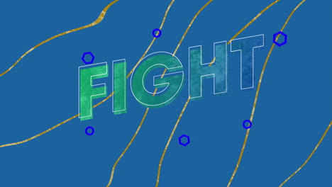 digital animation of fight text against wavy lines moving on blue background