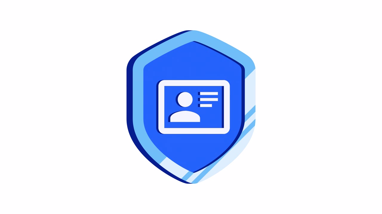 3D Animated Shield Icon with User Identity Card