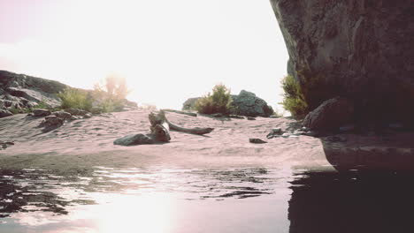 desert cave scene at sunrise