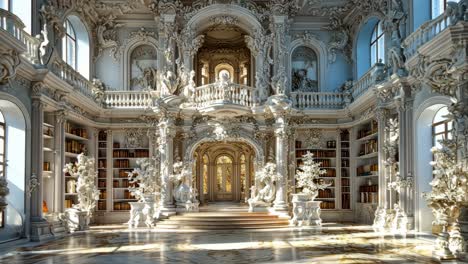 stunning interior of an ornate library with intricate architectural details