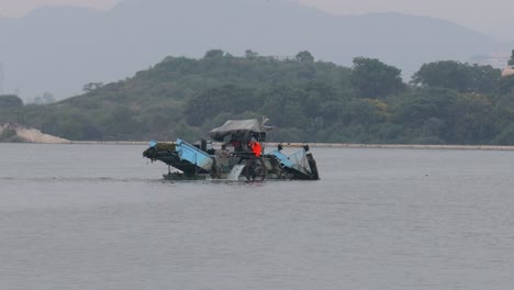 ship purifies water and collects trash and algae from the water. udaipur , also known as the city of lakes, is a city in the state of rajasthan in india.