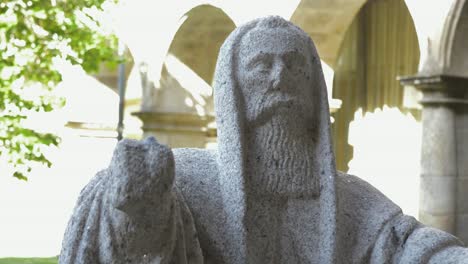 Marble-statue-of-man-in-monastery,-ourense,-spain