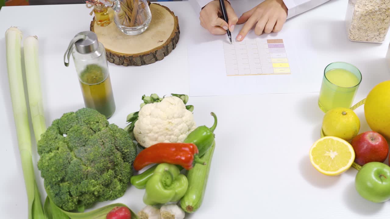 영양사는 건강한 음식에 대한 적절한 영양 식단을 준비합니다.