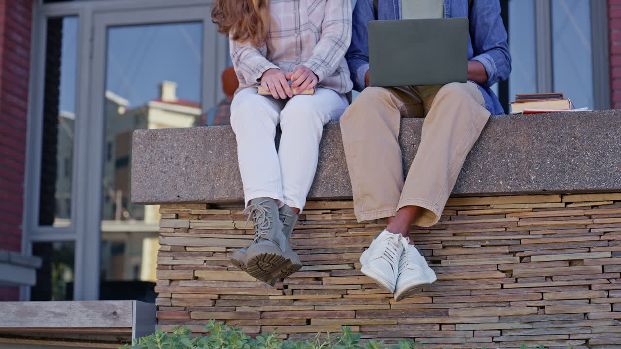 Students on campus studying