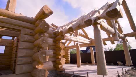 log cabin construction in progress