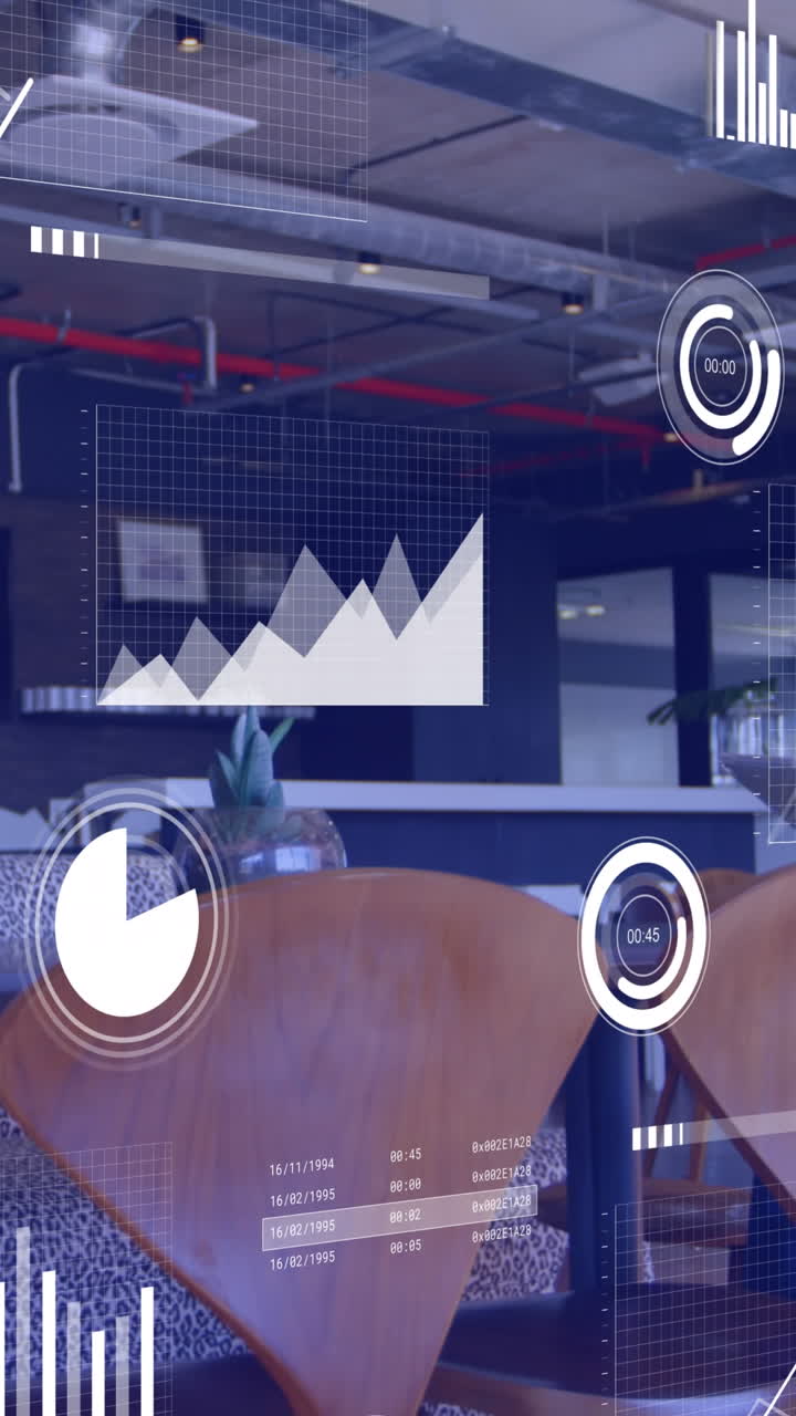 animación del procesamiento de datos sobre diversas personas de negocios que trabajan en la oficina