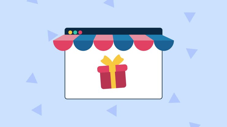 webpage template with ecommerce animation