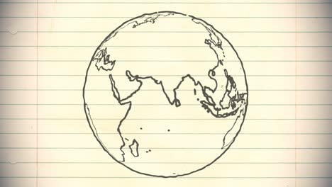 earth drawing paper cartoon hand drawn animation spinning globe world pen loop