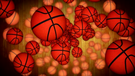 falling basket ball animation background, rendering, with alpha channel, loop