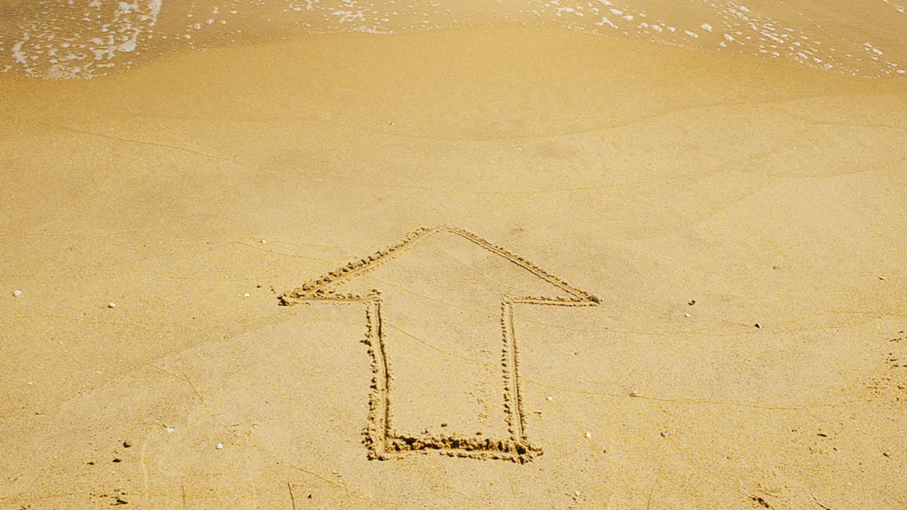 The index on sand, the beach. Shooting on the beach