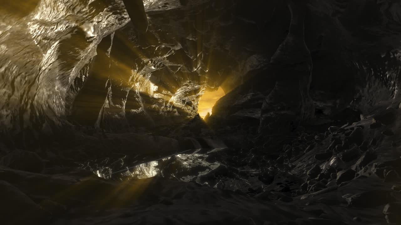 el interior de la cueva iluminado por el sol