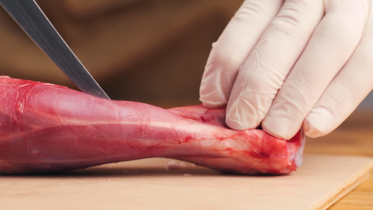 Preparing Raw Lamb Leg