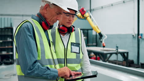 factory workers using tablet