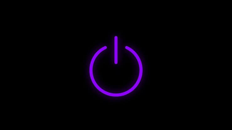 Animated Purple Power Button Icon on Black Background