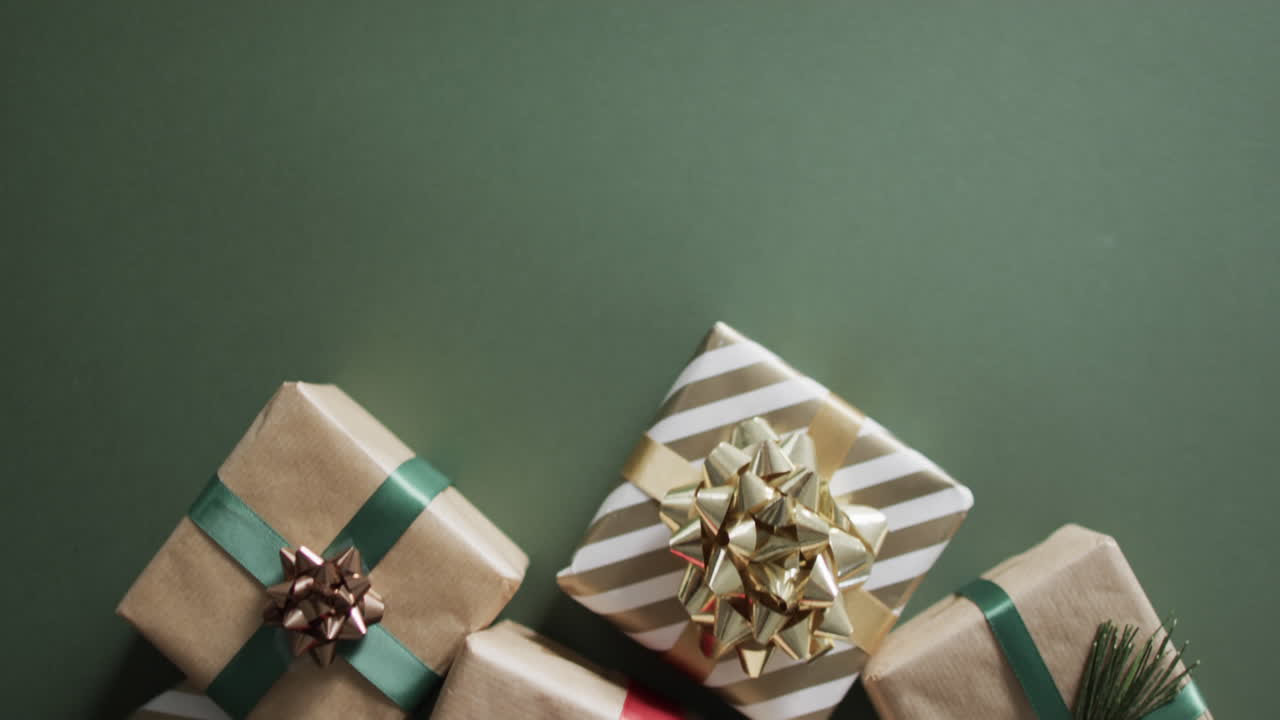video de regalos de navidad con espacio de copia en fondo verde