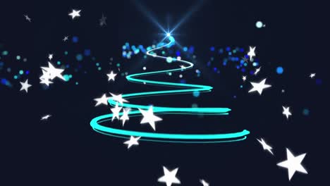 Texto-De-Feliz-Navidad-Contra-El-árbol-De-Navidad-Y-Las-Estrellas-Cayendo