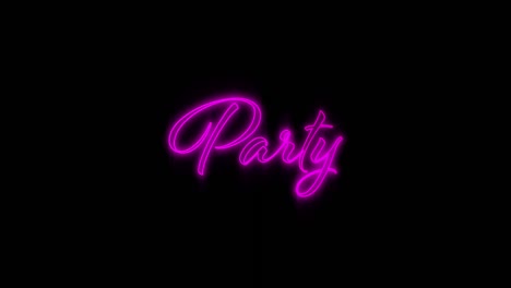 animation of party text over black background