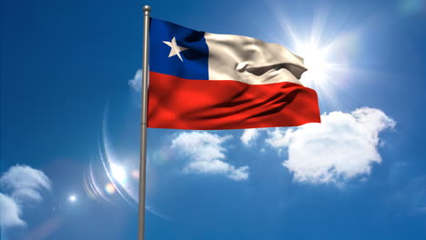 Bandera-Nacional-De-Chile-Ondeando-En-El-Asta-De-La-Bandera