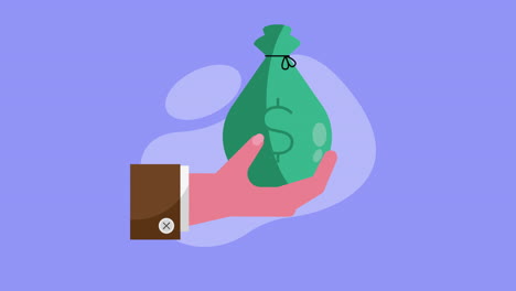 mano con una bolsa de dinero