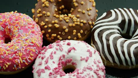 glazed sweet doughnuts in closeup