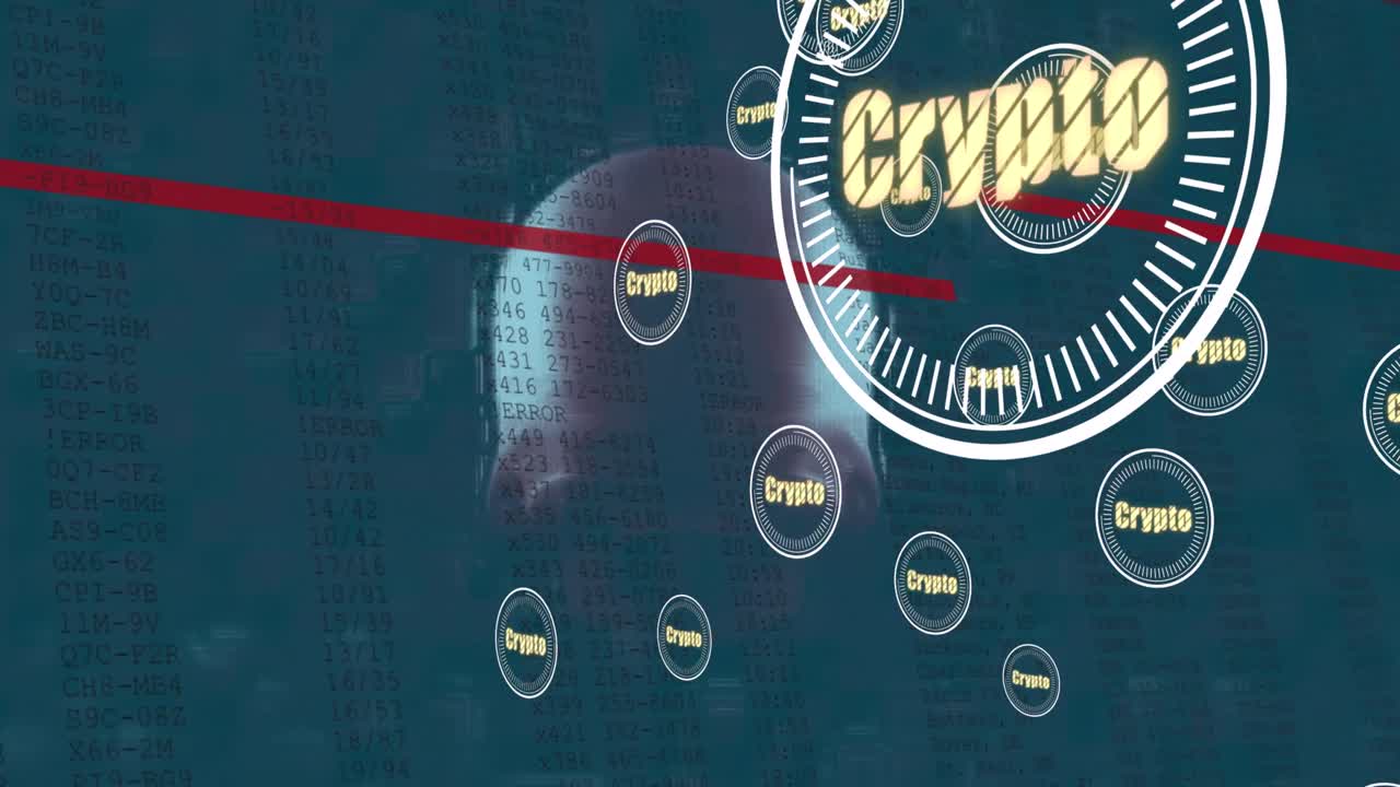 검은색 배경에 있는 데이터 처리에 대한 두개골의 애니메이션