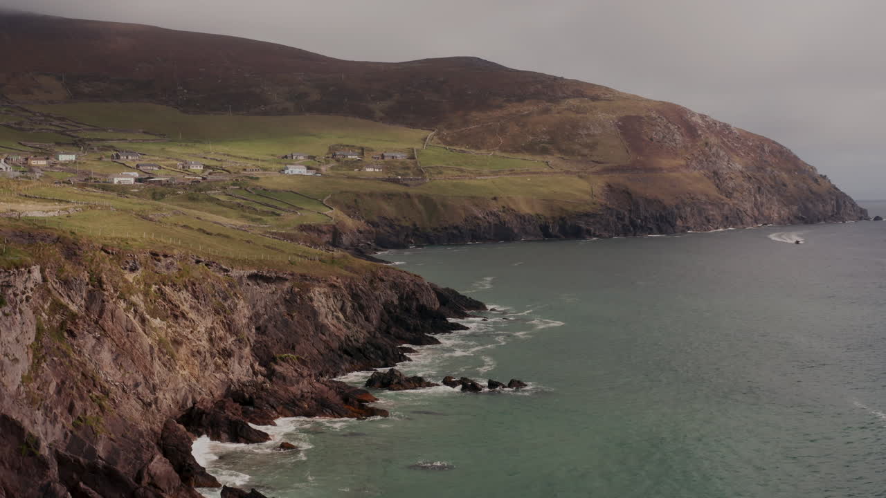 Irish Coastal Landscape with Village