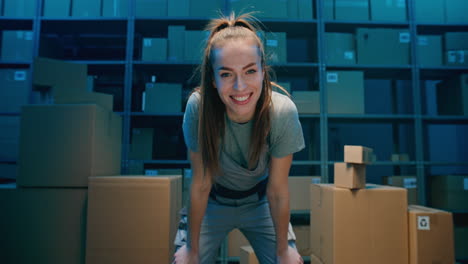 angry warehouse worker overwhelmed by packages