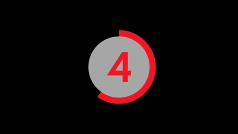 ten to one modern digital countdown timer with red circle bar on easy-to-use transparent background