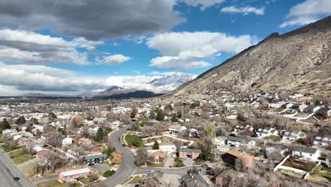 ascending aerial of provo utah neighbourhood living