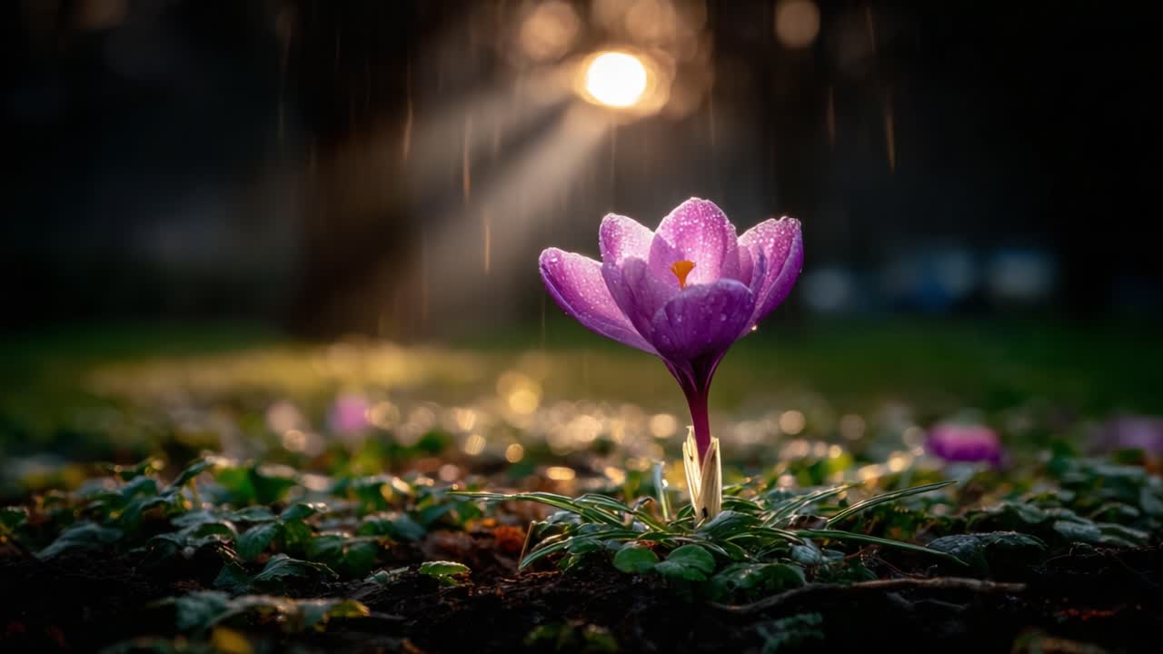 A Beautiful Blooming Flower in the Morning Light, Capturing Nature's Elegance and Serenity Amidst a Dewy Landscape Full of Life and Vibrant Colors